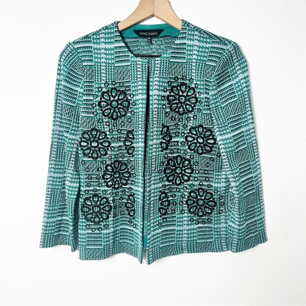 MING WANG KNITS WOMEN FLORAL EMBROIDERED JACKET OR BLAZER SIZE XS BRAND NEW